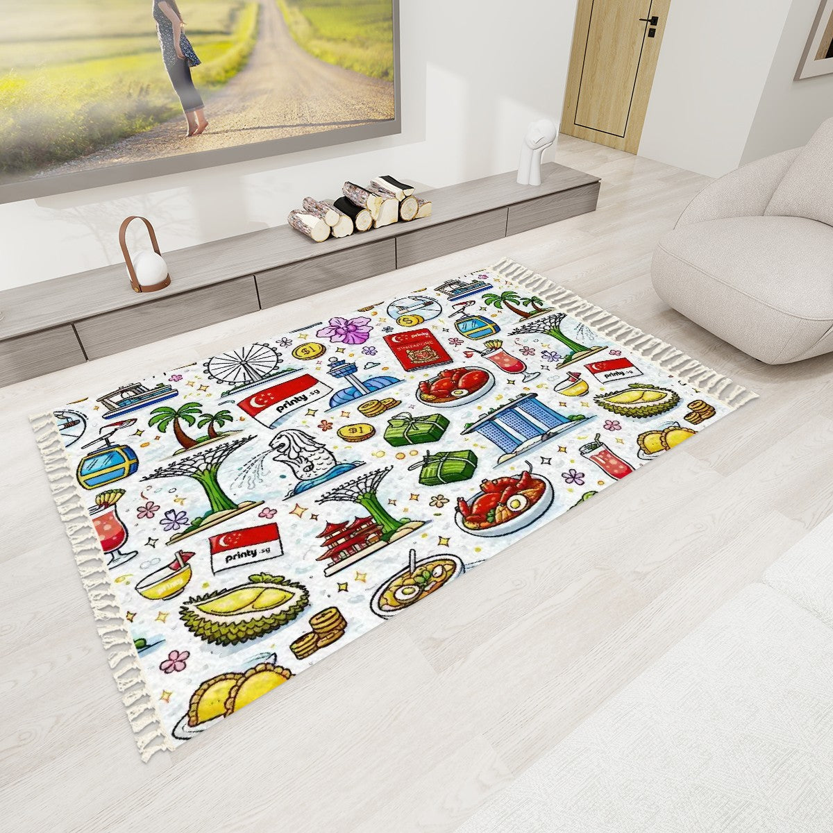 Custom Area Rug with Tassels (5:3)
