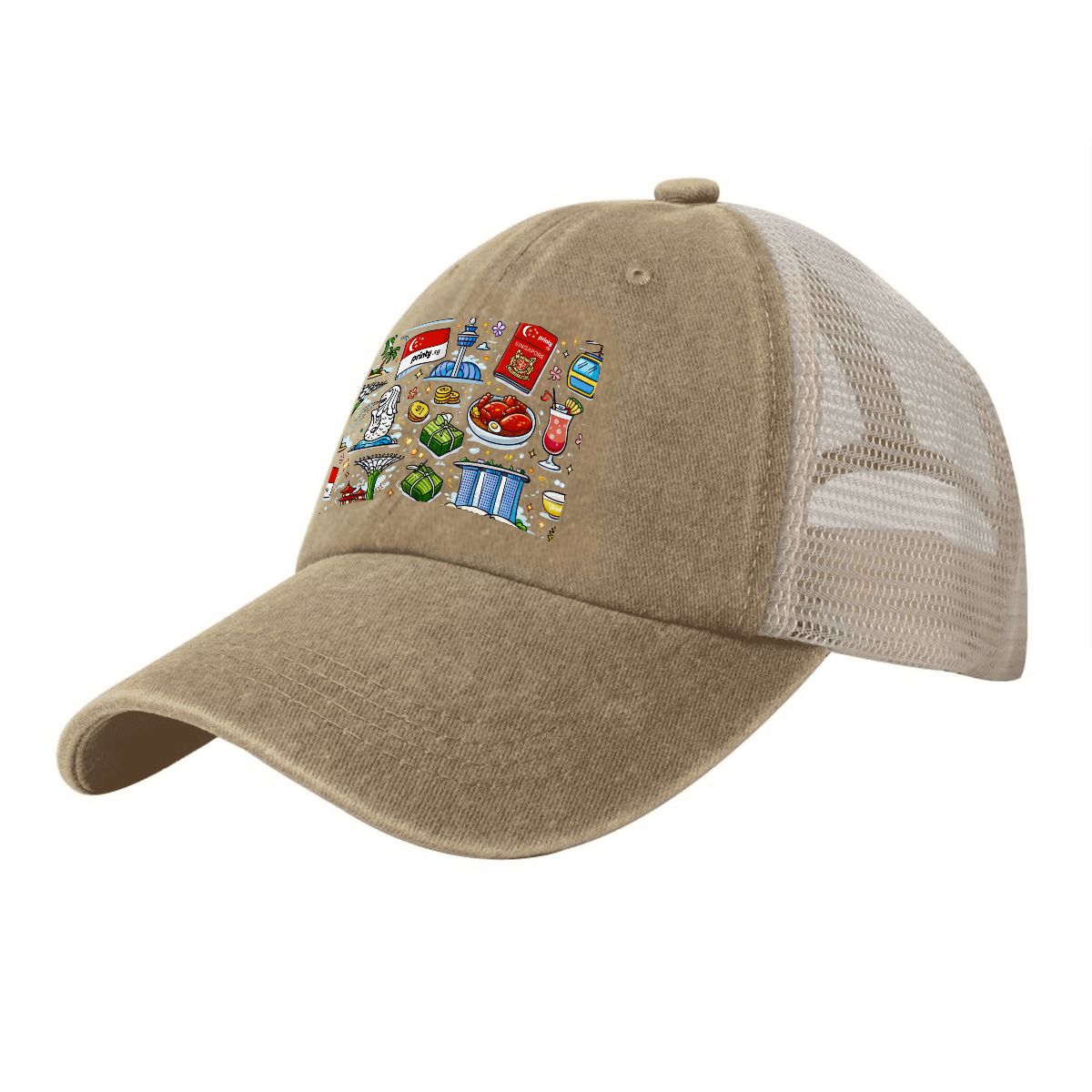Custom Washed Denim Mesh Cap