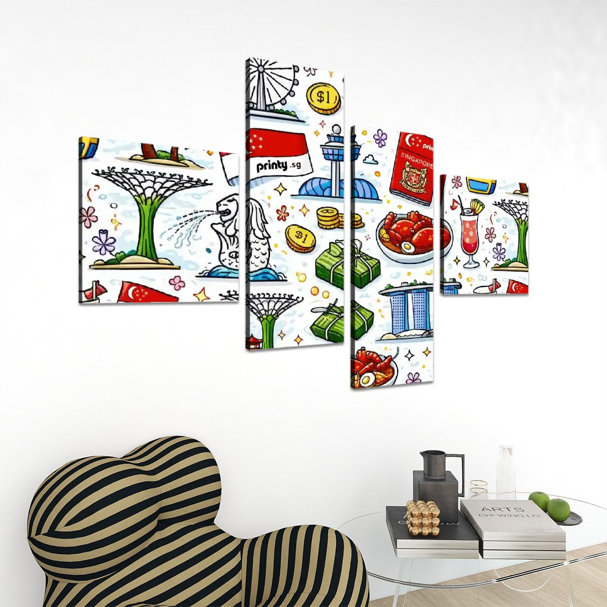 Custom 4 Panels Canvas Prints Wall Art (Set F)