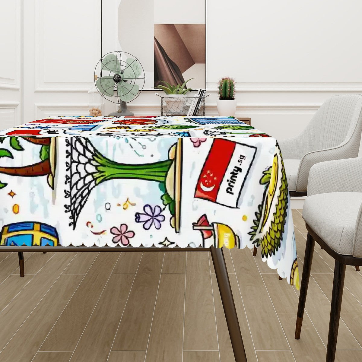 Custom Rectangular Table Cloth with Wavy Edge