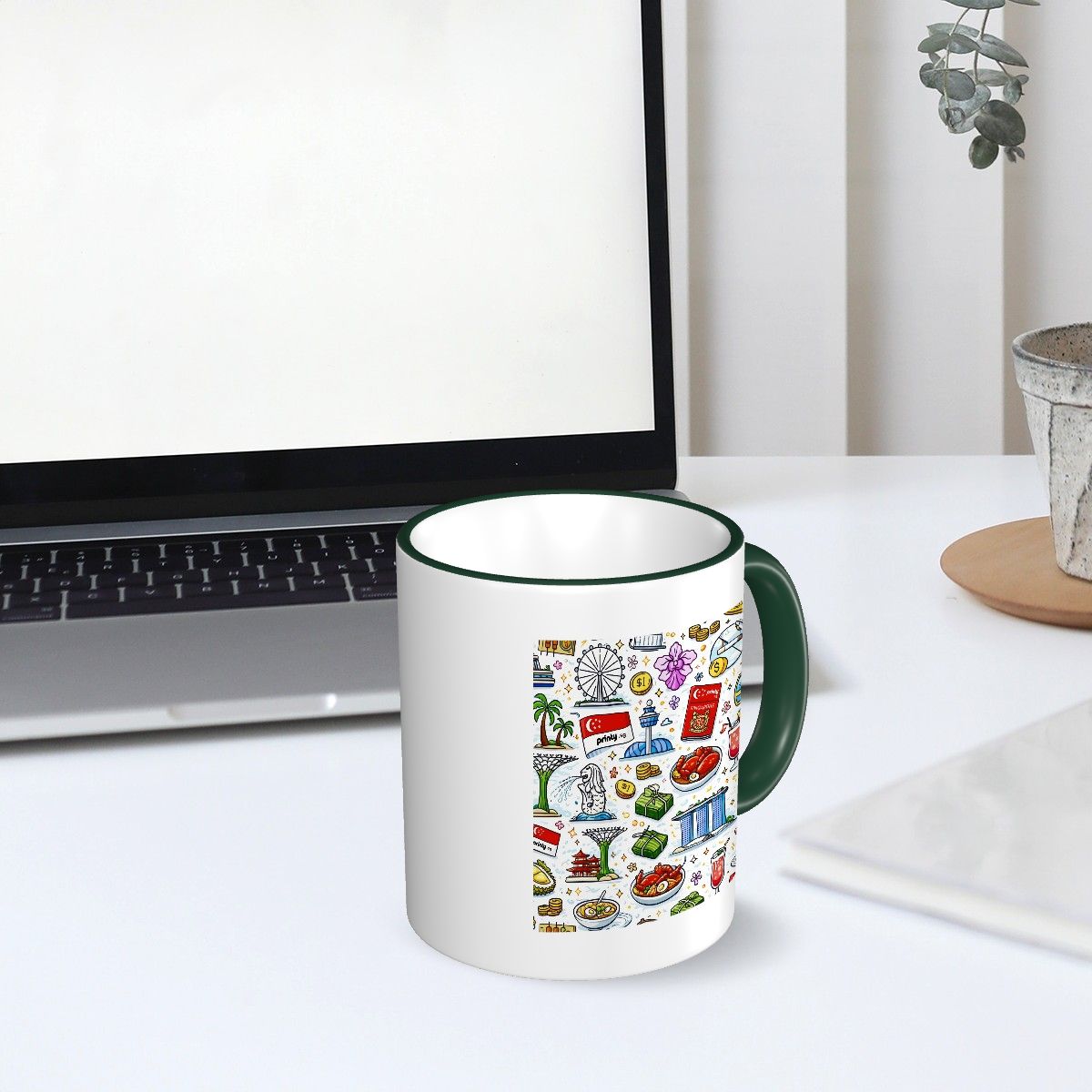 Custom Colored Ceramic Coffee Mug (11oz) (Area Print)