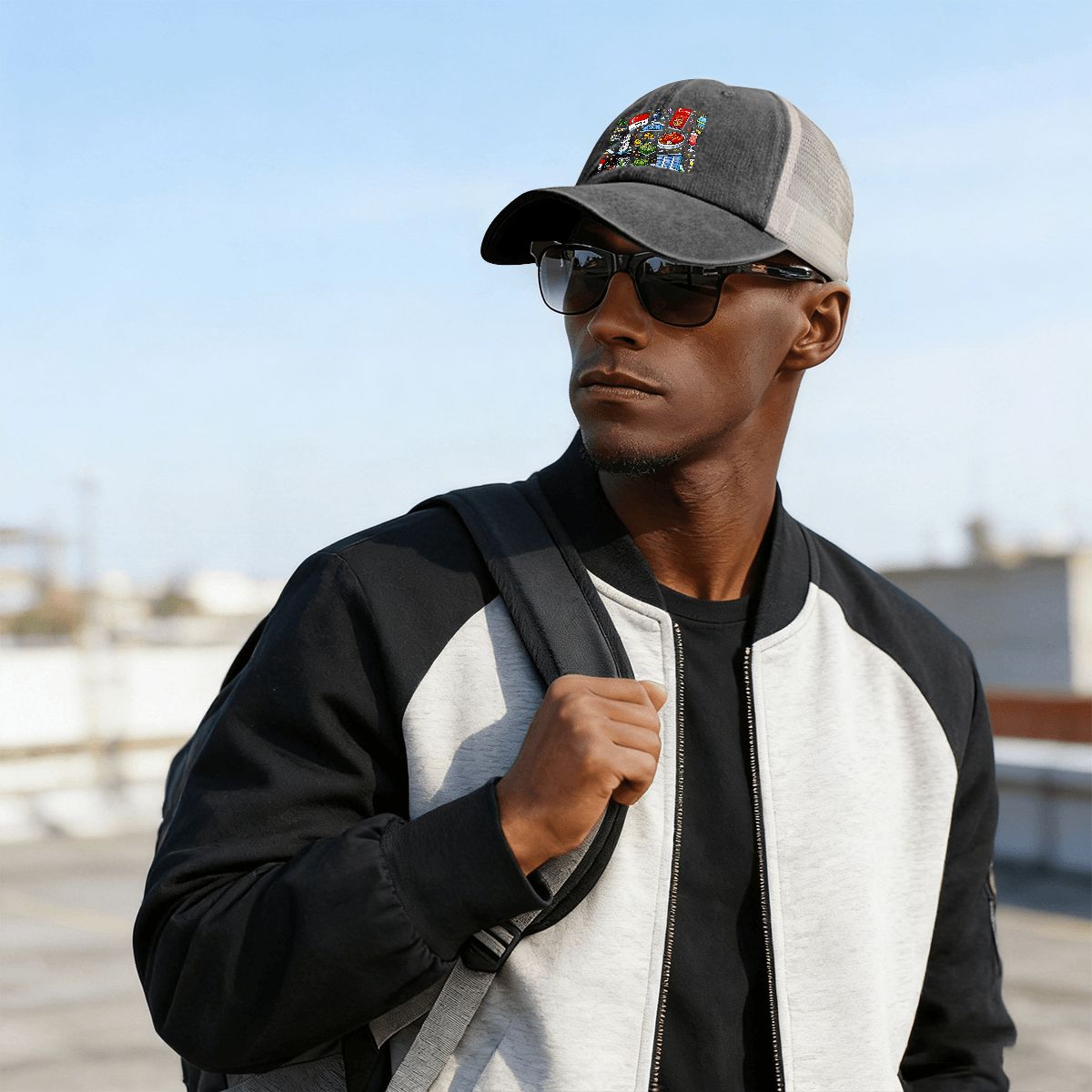 Custom Washed Denim Mesh Cap