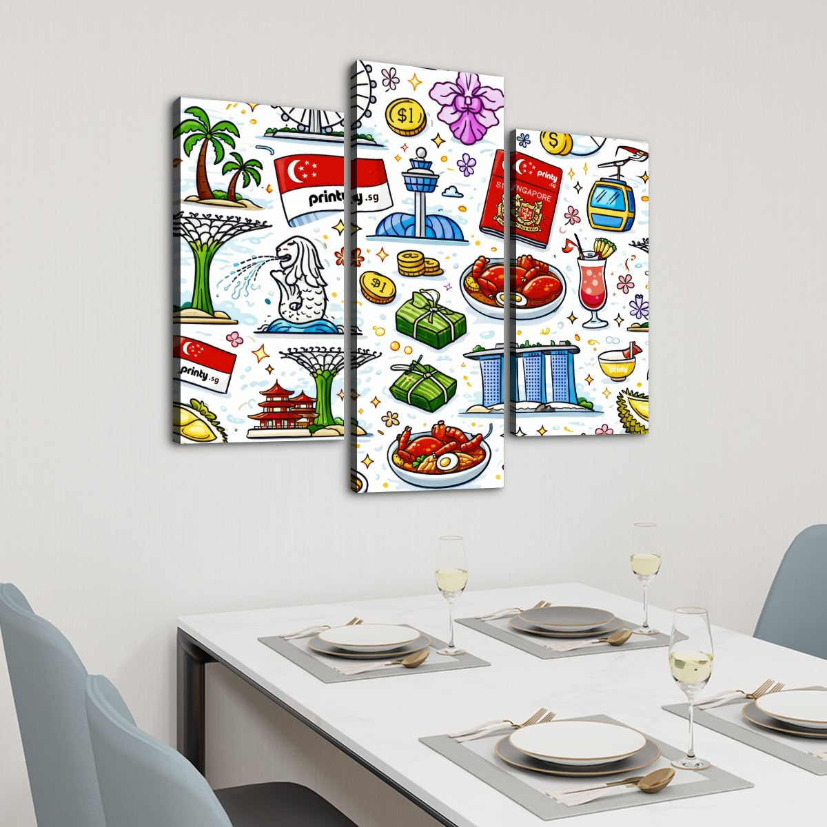 Custom 3 Panels Canvas Prints Wall Art (Set G)
