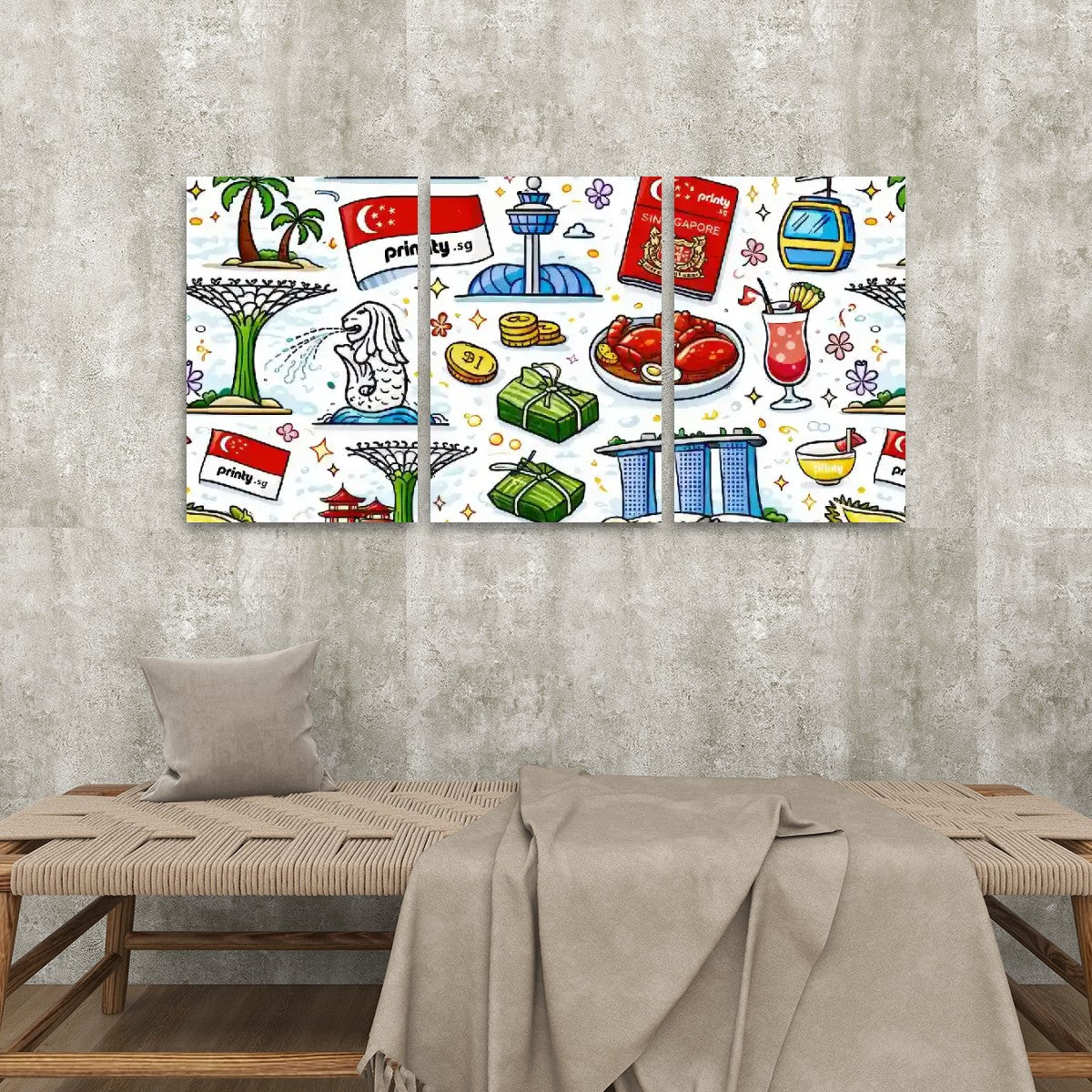 Custom 3 Panels Canvas Prints Wall Art (Set C)