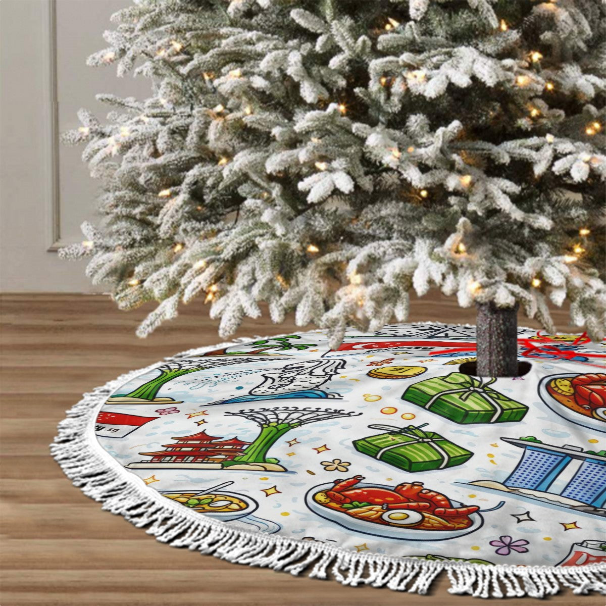 Custom Christmas Tree Skirt with Tassel Edges