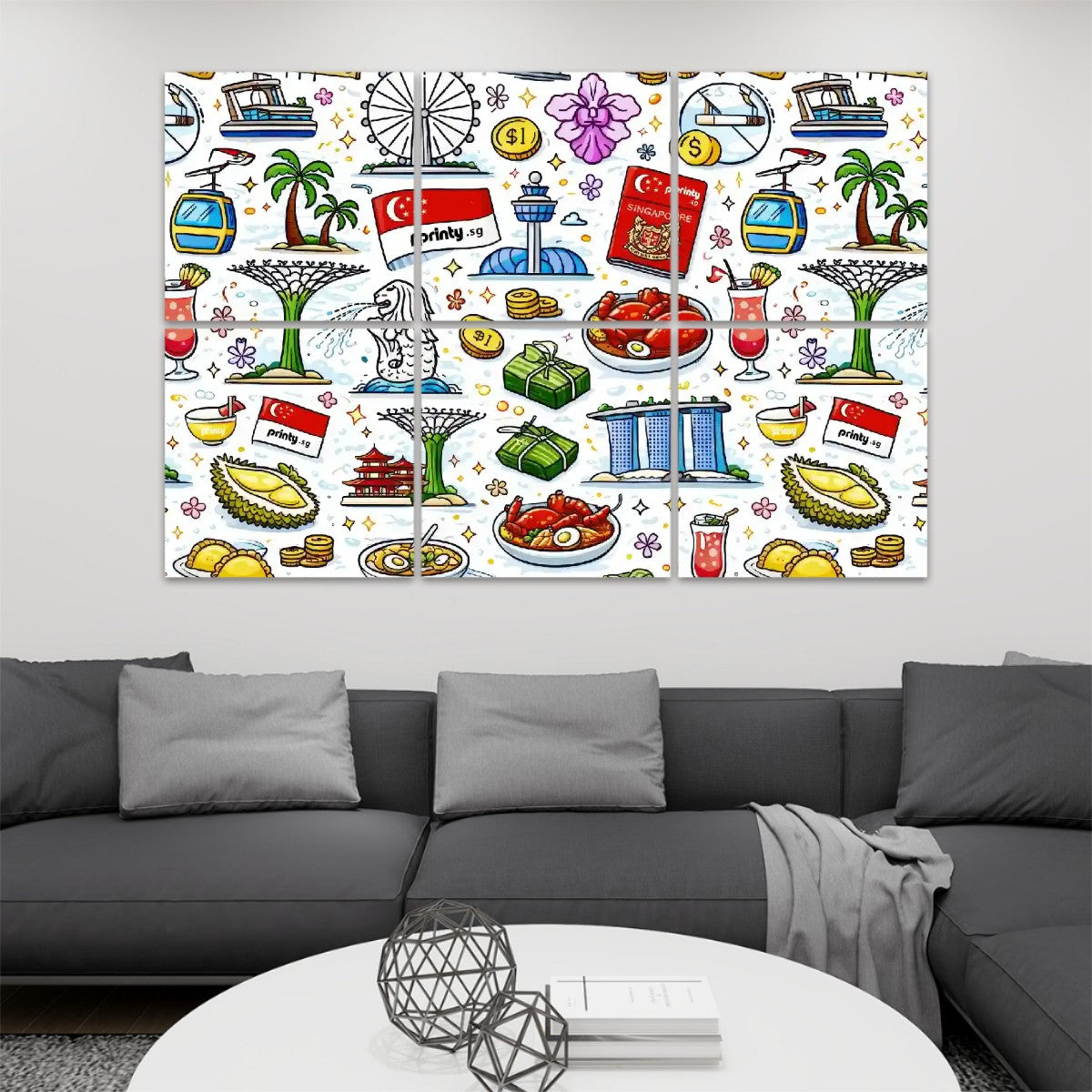 Custom 6 Panels Sound Absorbing Wall Art