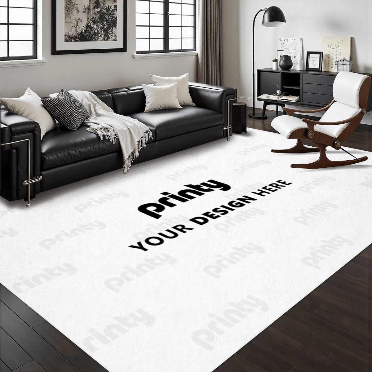Custom Area Rug with White Border 48"x72"