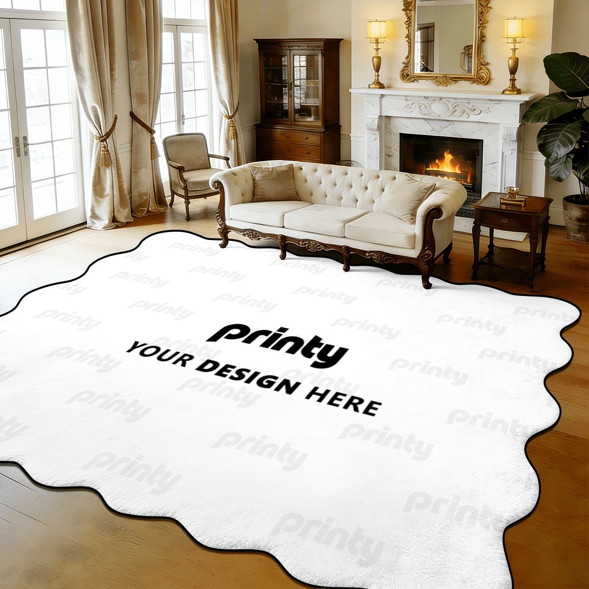 Custom Scalloped Area Rug 168"x118"