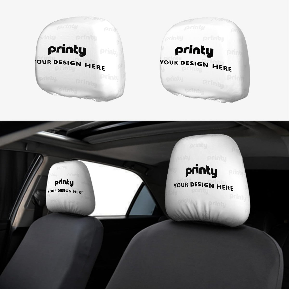 Custom Car Headrest Cover 2pcs