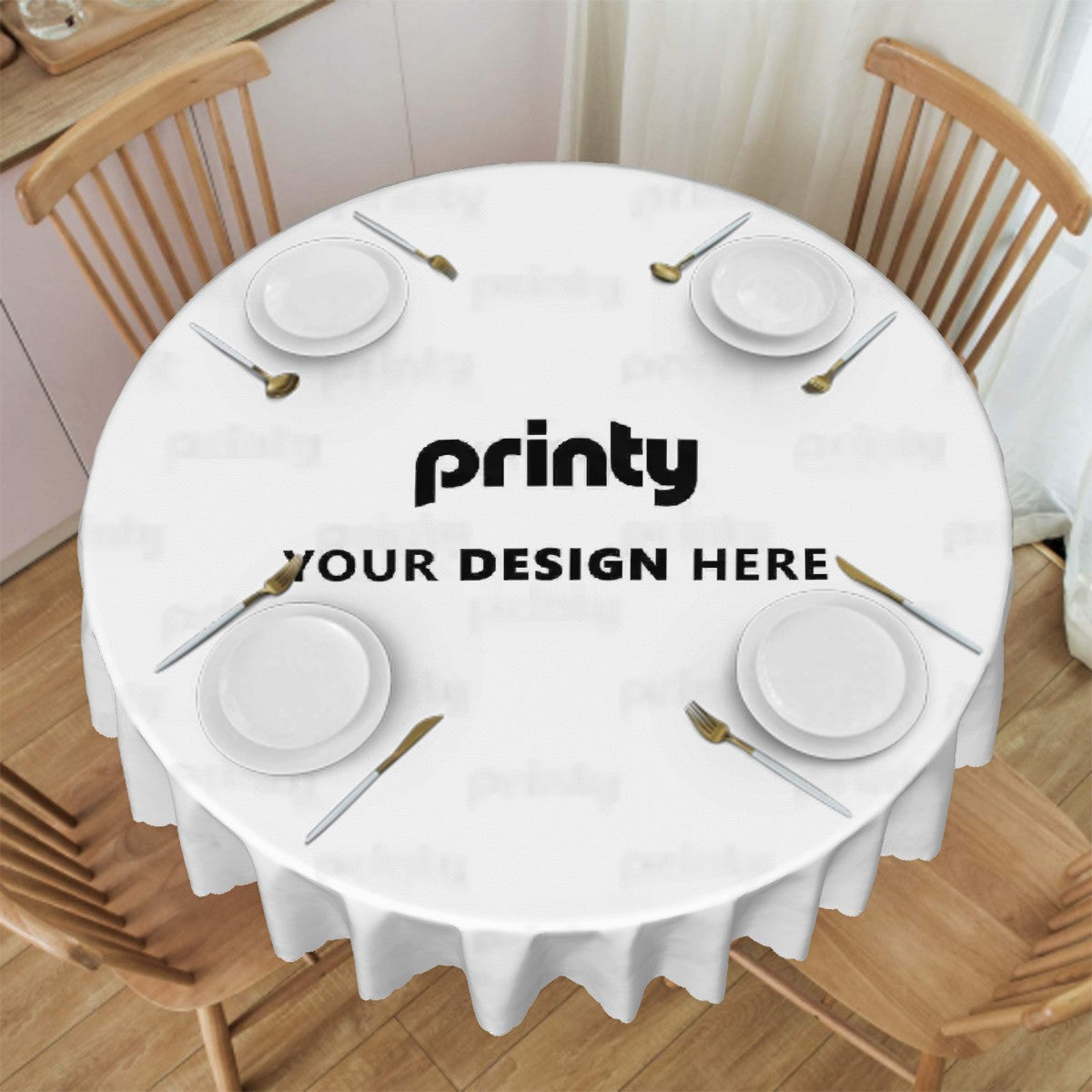 Custom Round Tablecloth with Wavy Edge