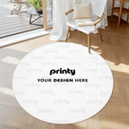 Custom Soft Round Area Rug with White Border
