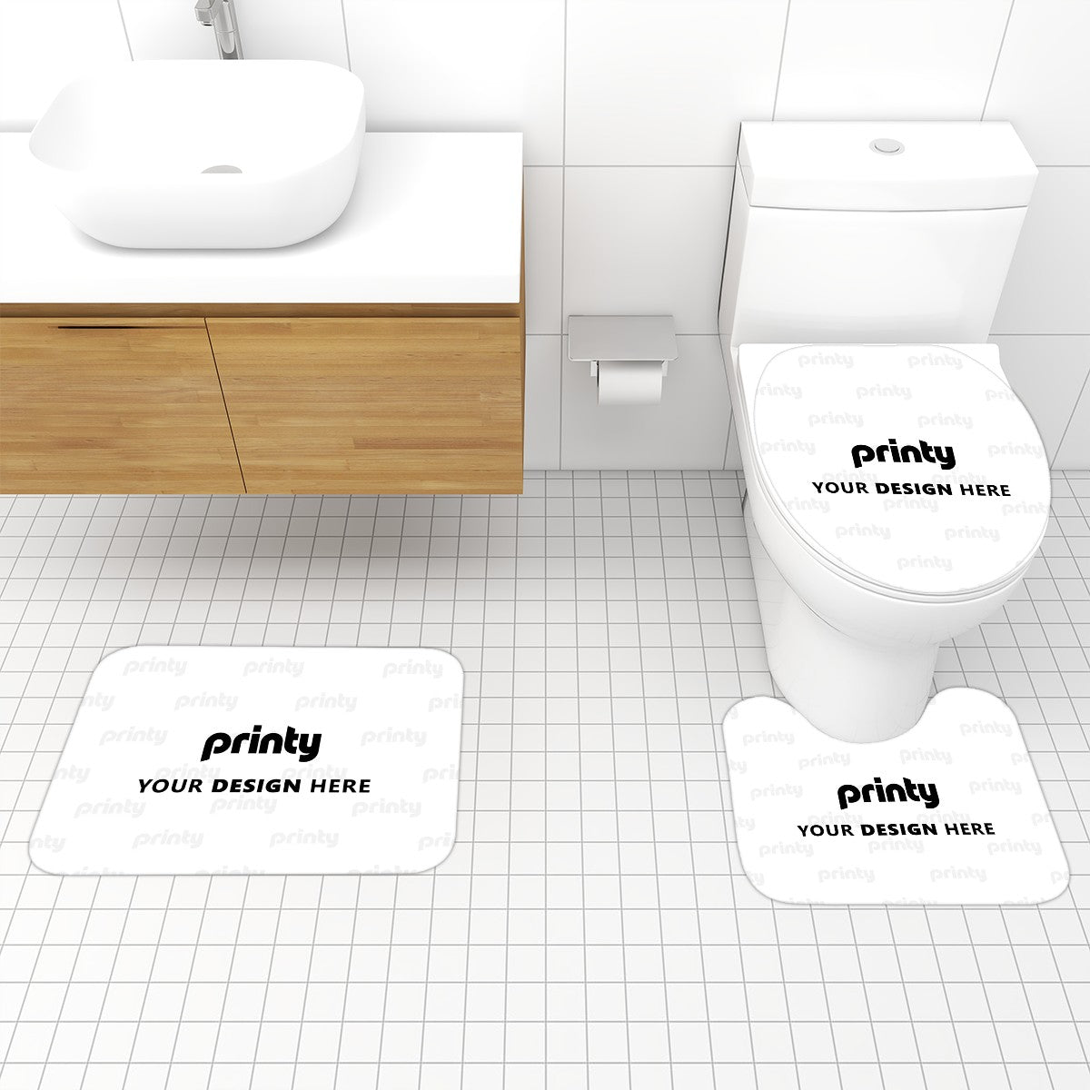 Custom Bathroom Rugs Set 3 pcs