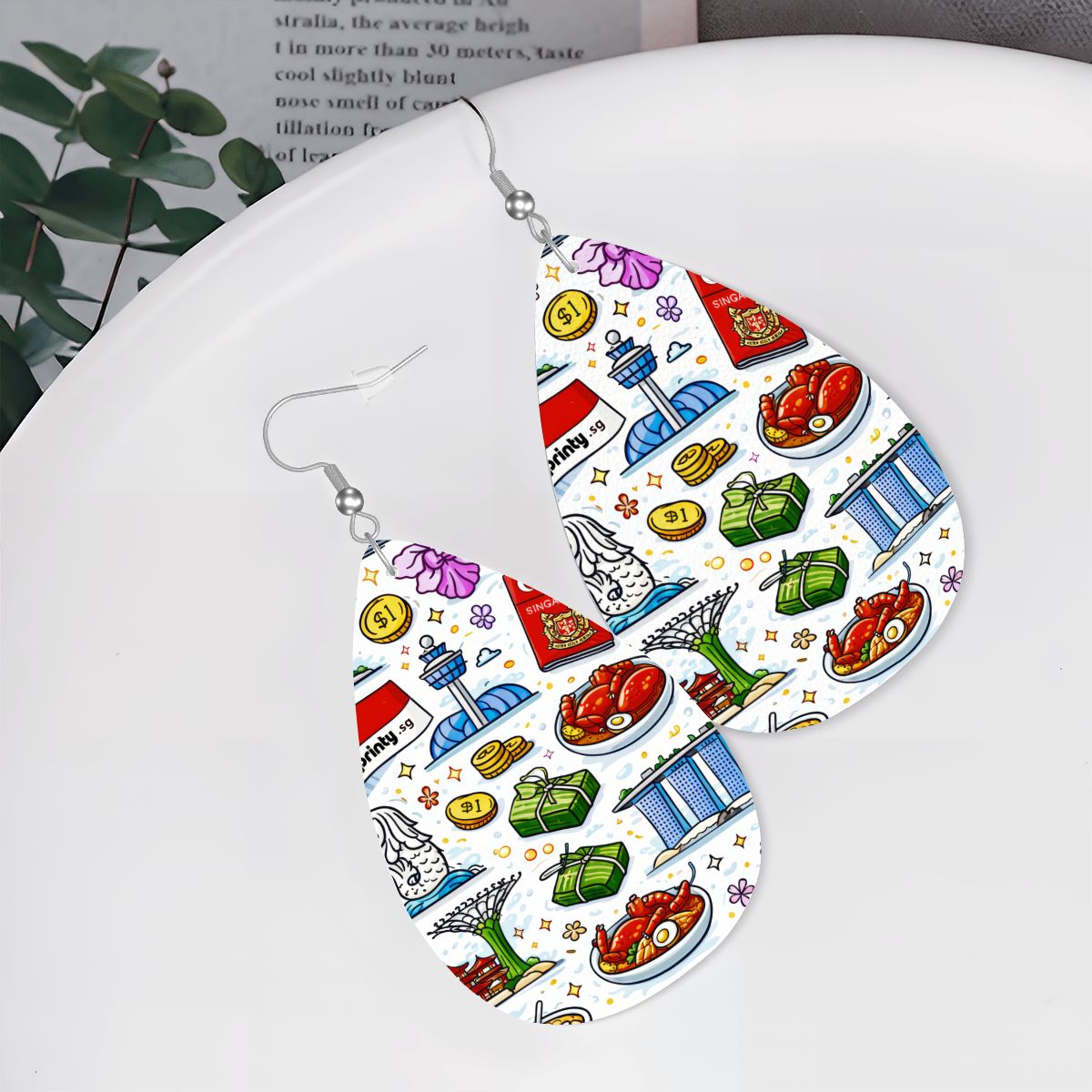 Custom Leather Teardrop Earrings