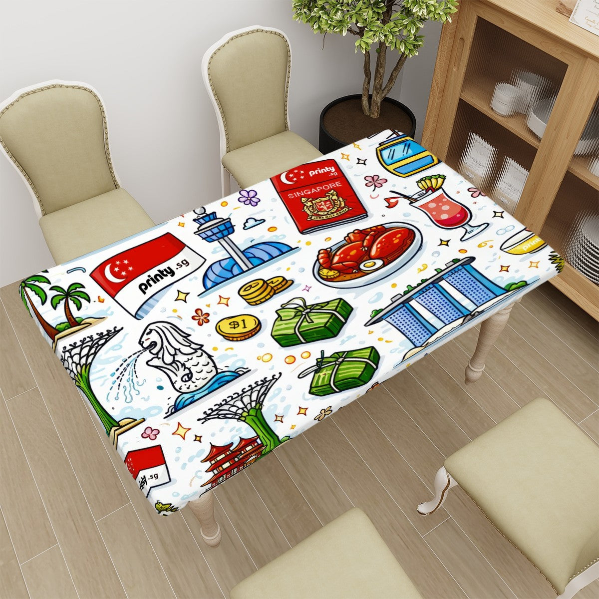 Custom Small Rectangle Anti-Oil Table Cover with Elastic Edged