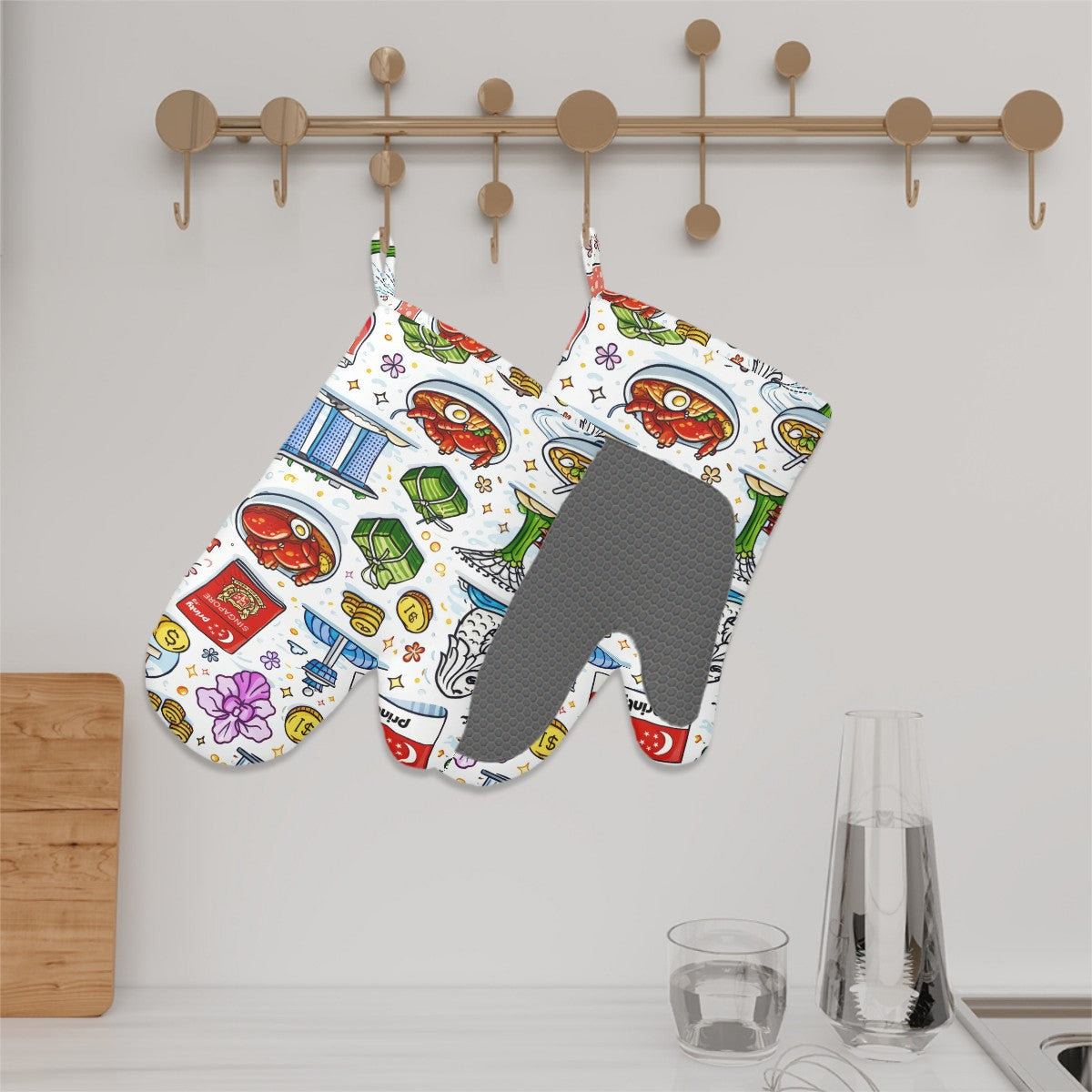 Custom Silicone Oven Mitts Heat Resistant Set