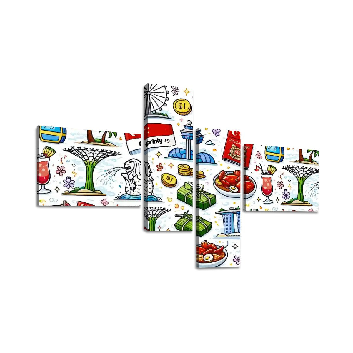 Custom 4 Panels Canvas Prints Wall Art (Set E)
