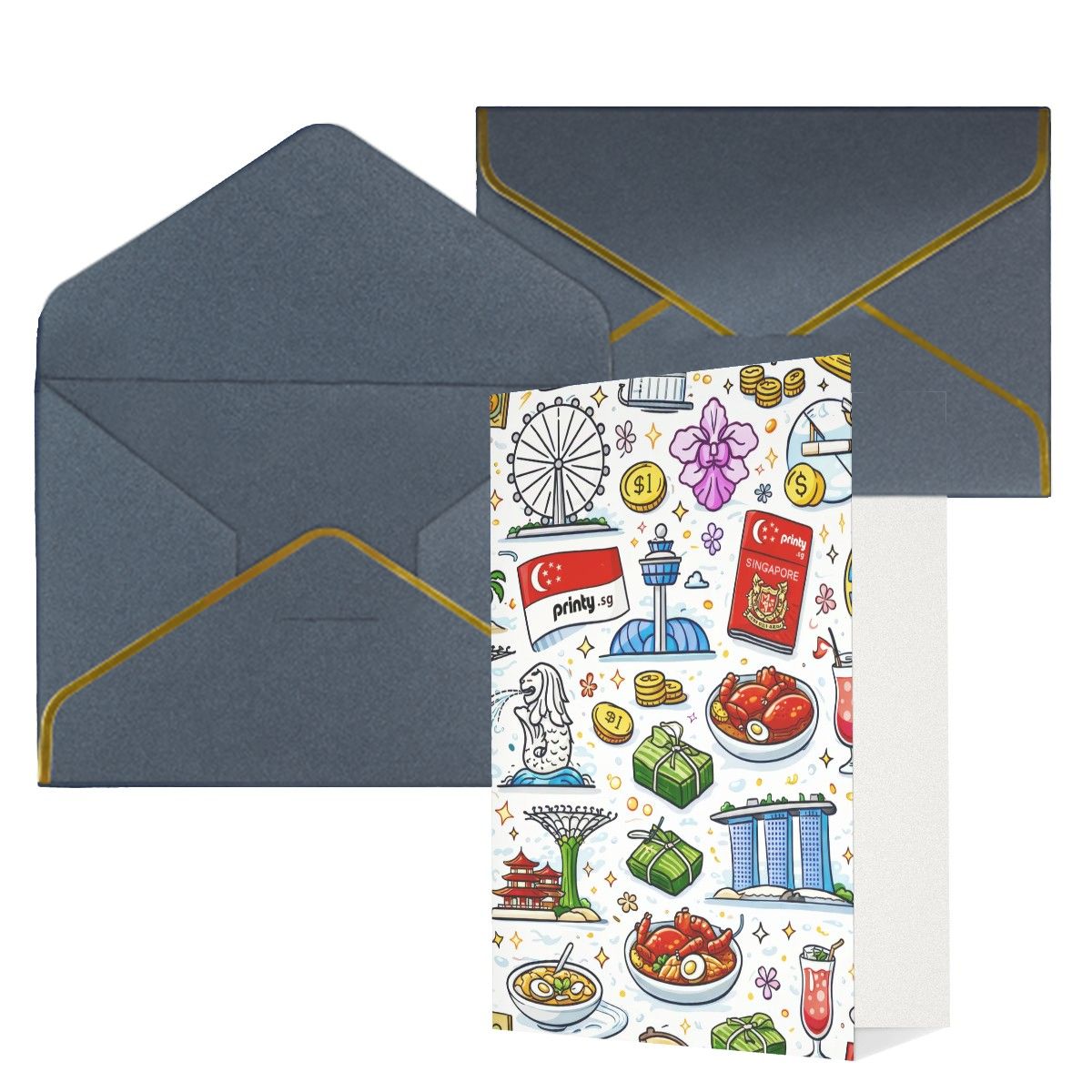 Custom Vertical Greeting Cards (Golden Edge Pearl Paper)