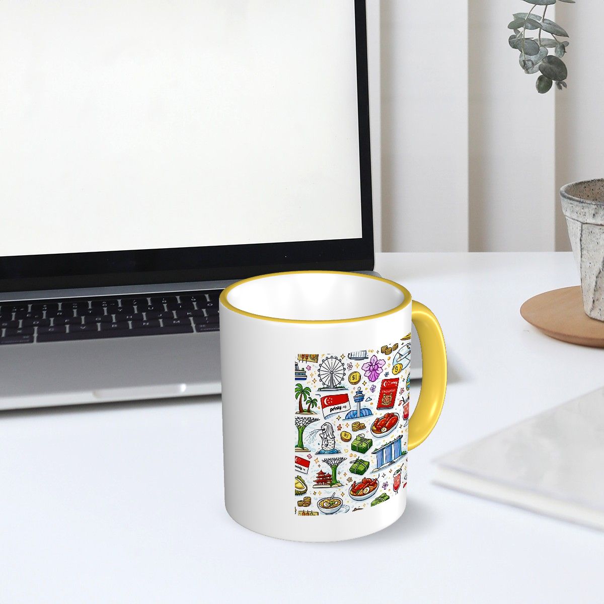 Custom Colored Ceramic Coffee Mug (11oz) (Area Print)