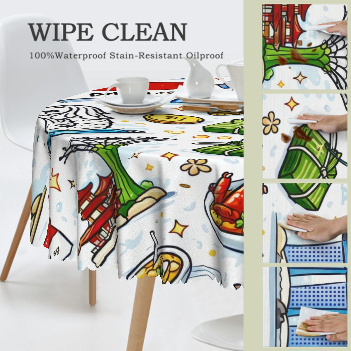 Custom Round Tablecloth with Wavy Edge