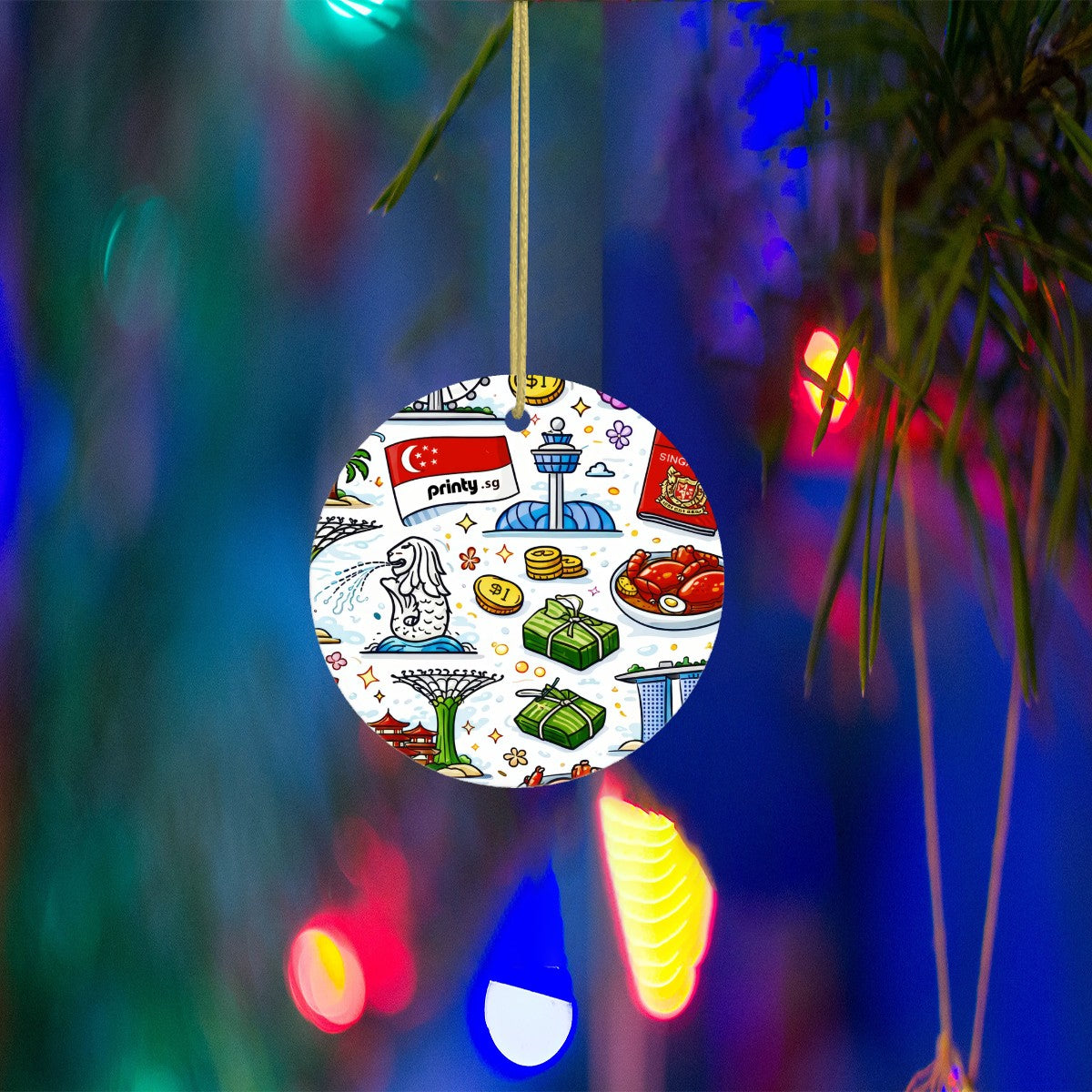 Custom Round Shape Ceramic Ornaments Christmas Decorations
