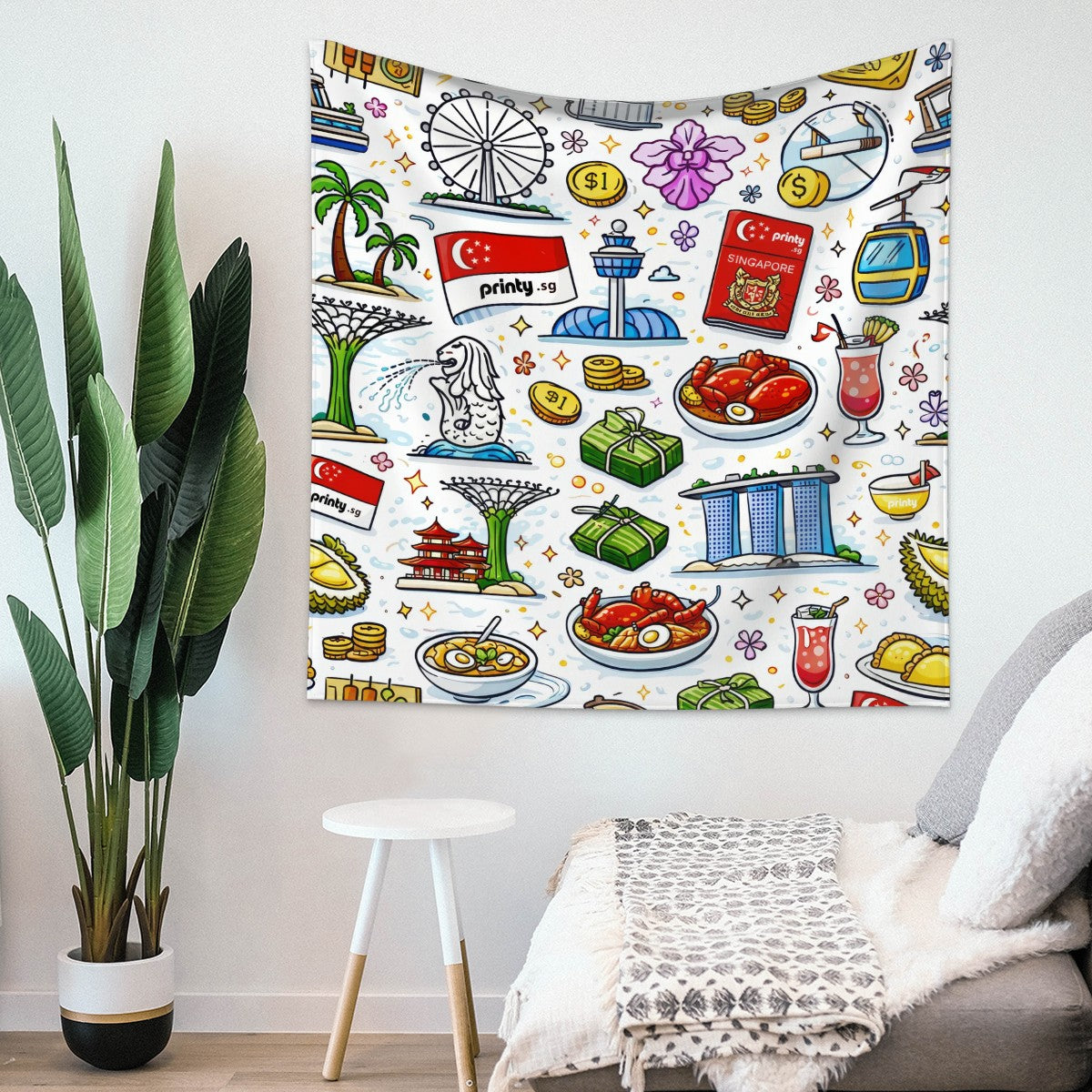 Custom Lightweight Square Wall Tapestry for Bedroom Indoor Decor