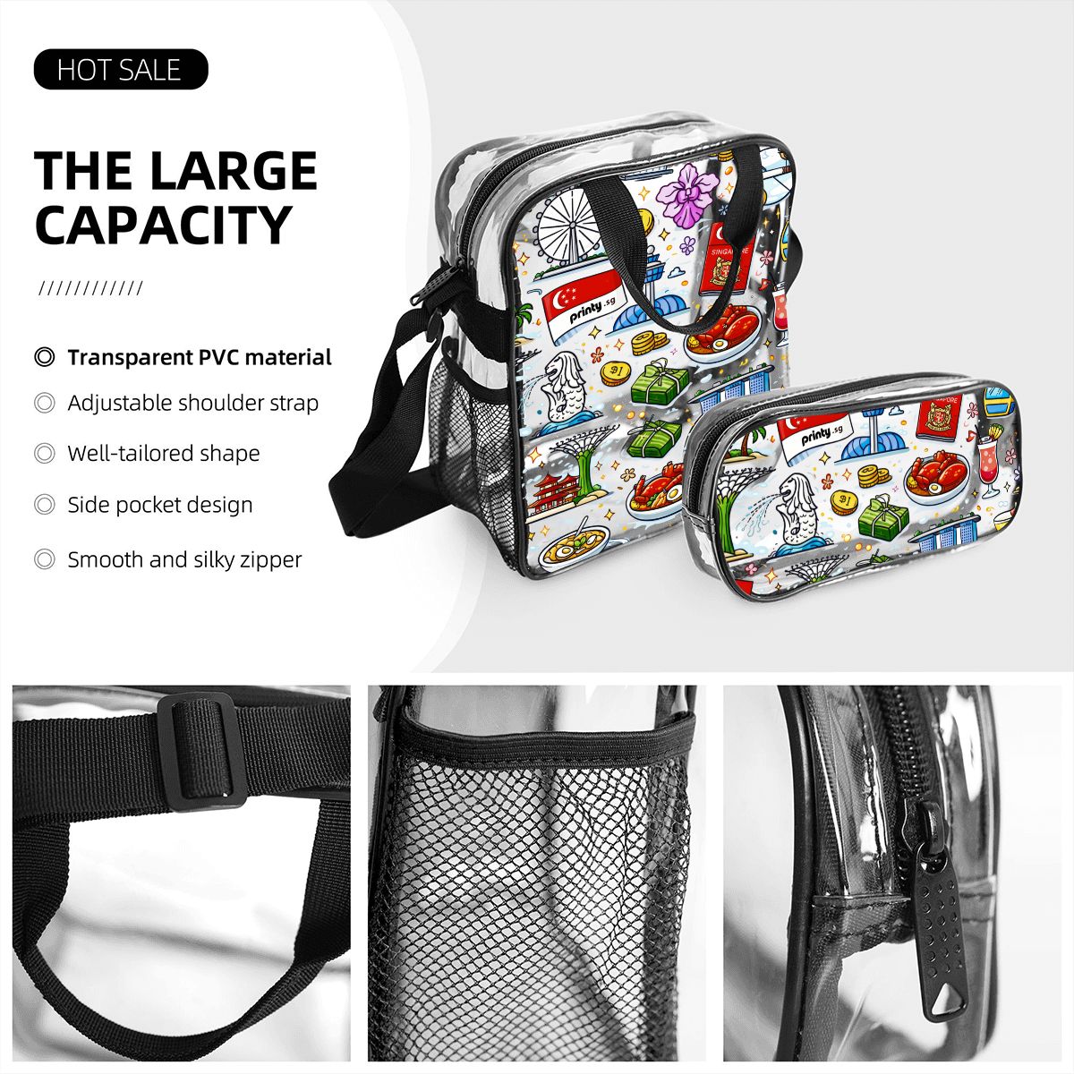 Custom Clear Backpack Set of 3 (Backpack&Lunch Bag&Pencil Case)