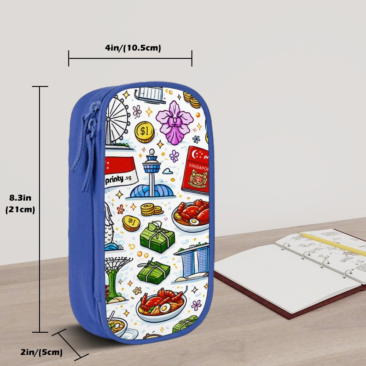 Custom Vertical Oxford Large Capacity Double Layer Pencil Case