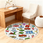 Custom Round Area Rug with Pom Poms