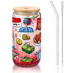 Custom Glass Tumbler with Straw & Bamboo Lid  (16oz)