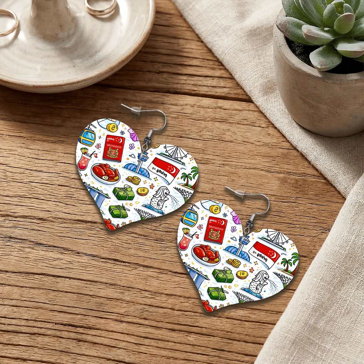 Custom Heart Shape Leather Earrings