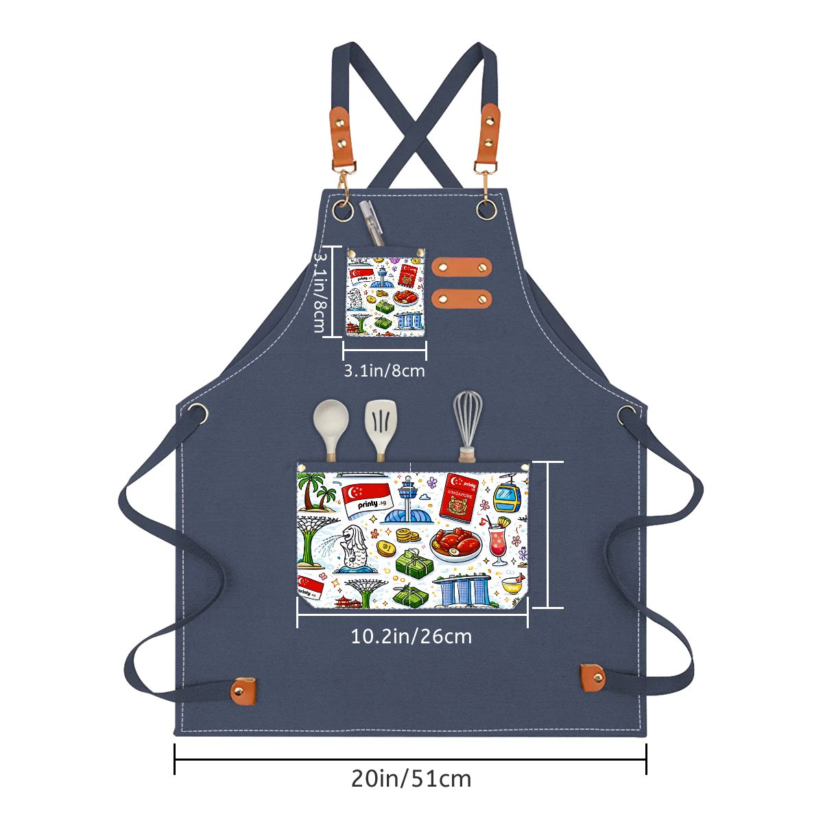 Custom Children's Canvas Cross Back Apron with Pockets