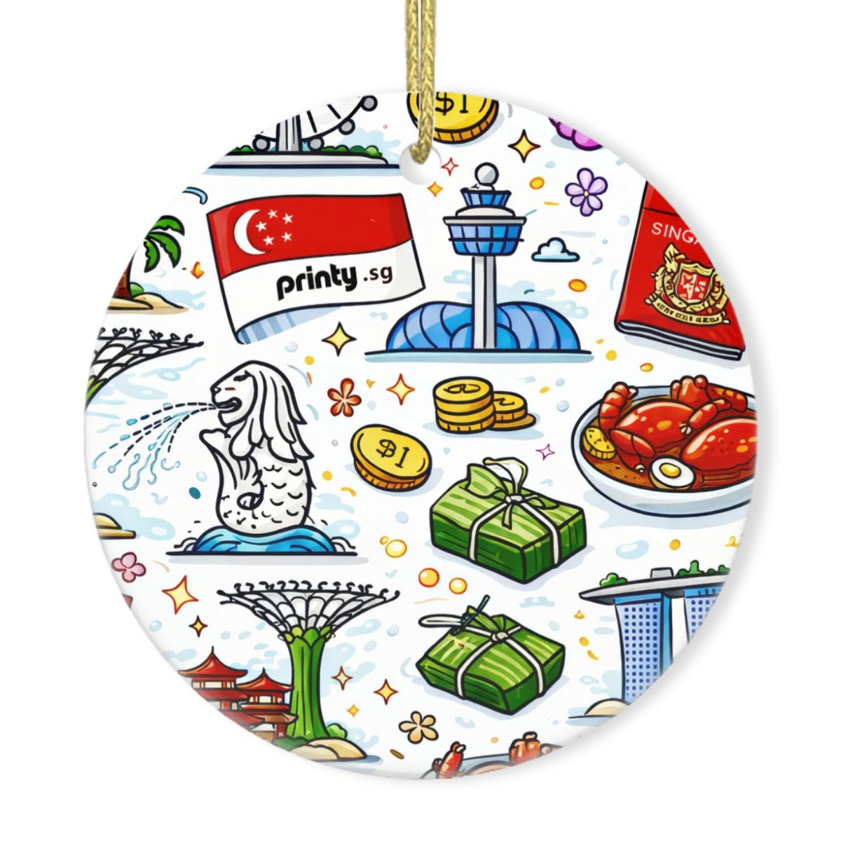 Custom Round Shape Ceramic Ornaments Christmas Decorations