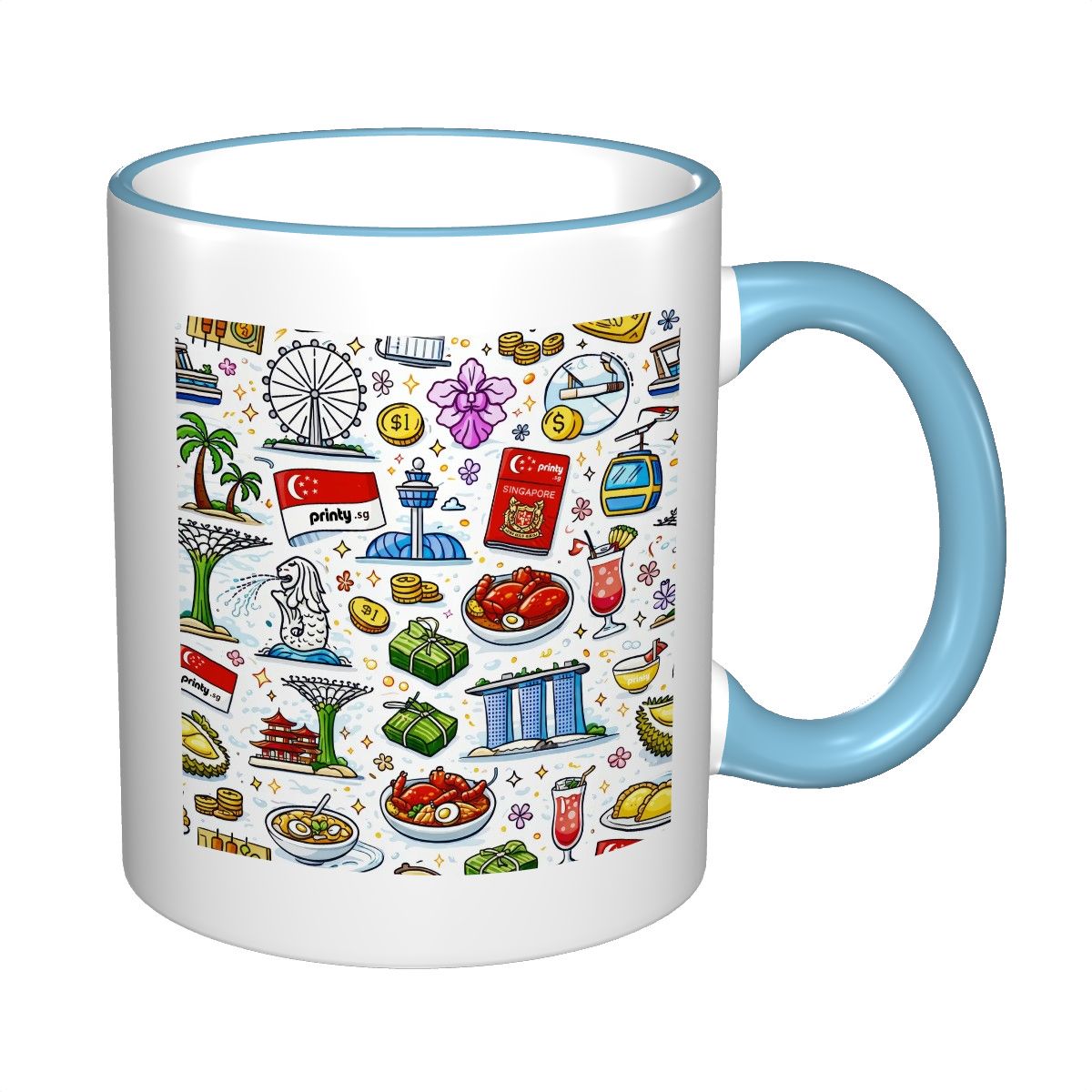 Custom Colored Ceramic Coffee Mug (11oz) (Area Print)