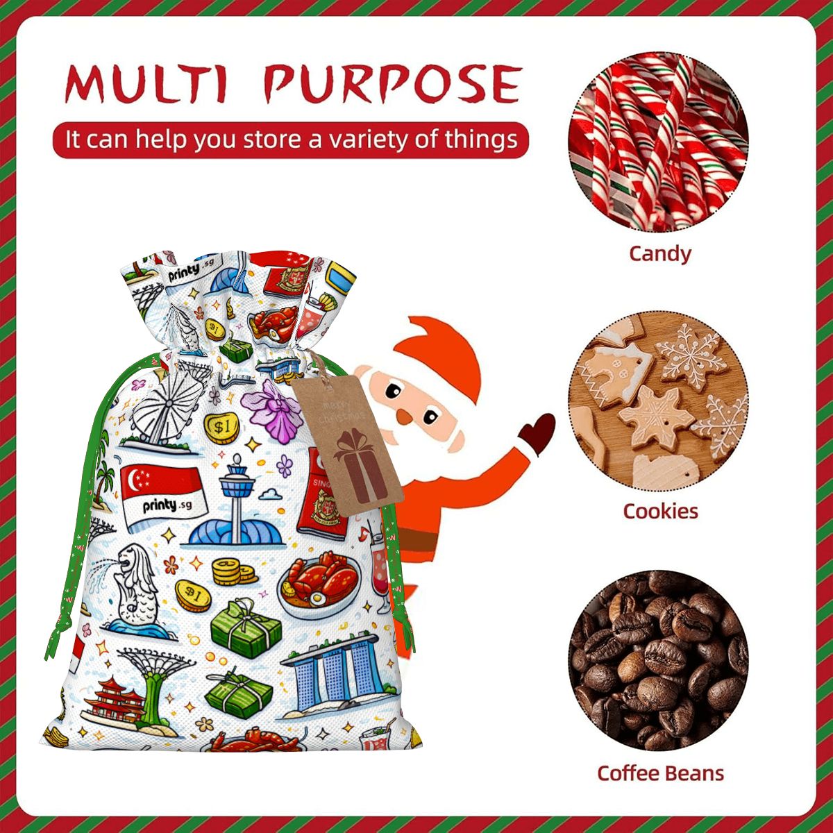 Custom Christmas Drawstring Gift Bags