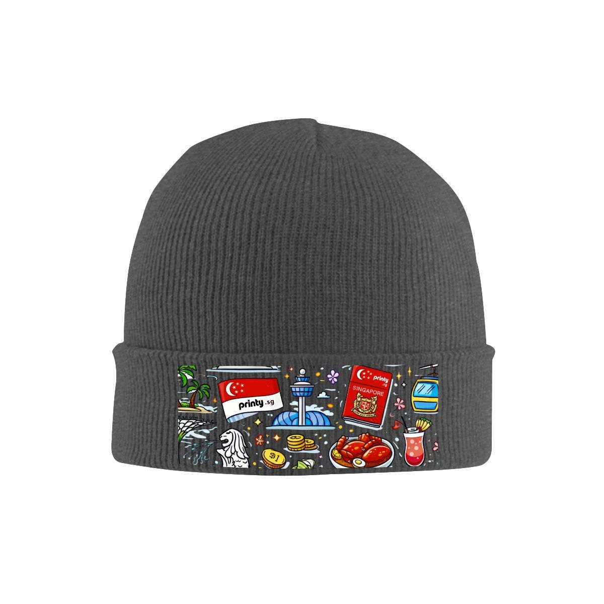Custom Knit Hat with Heat Transfer Patch