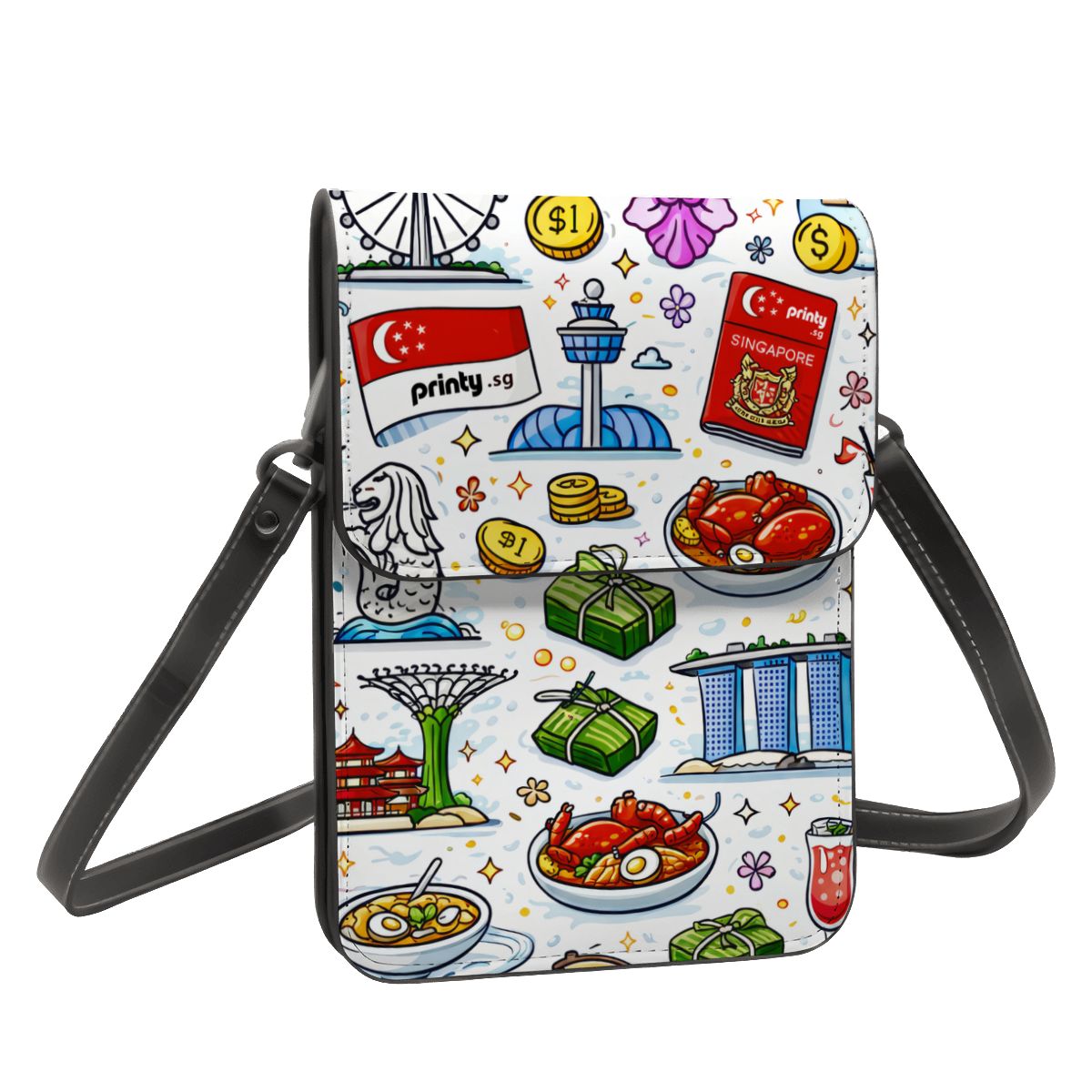 Custom Leather Cell Phone Purse With Shoulder Strap