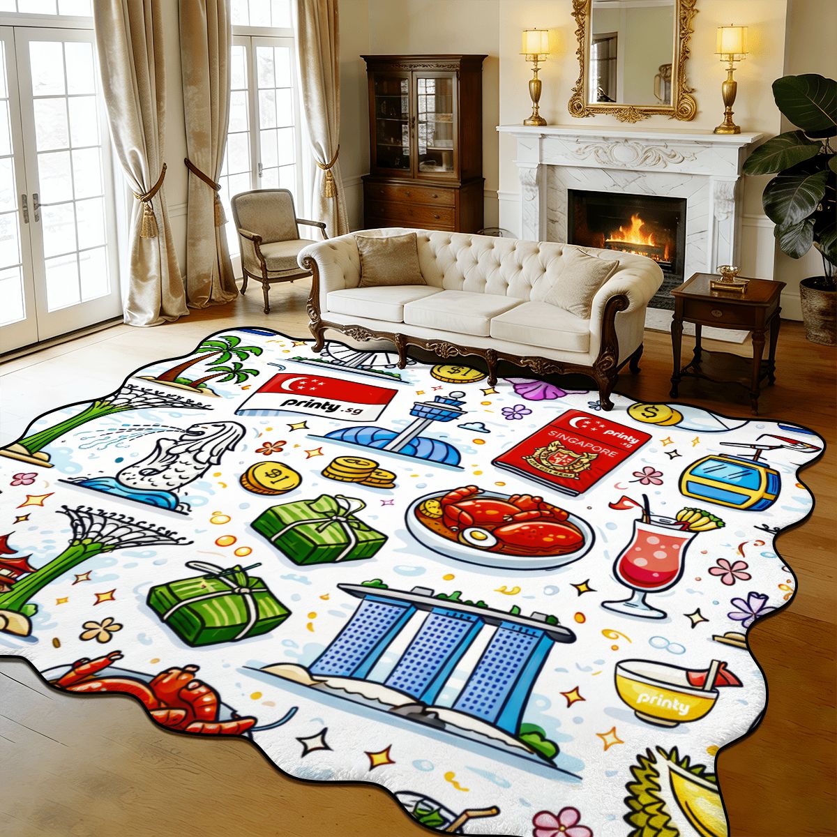 Custom Scalloped Area Rug 168"x118"