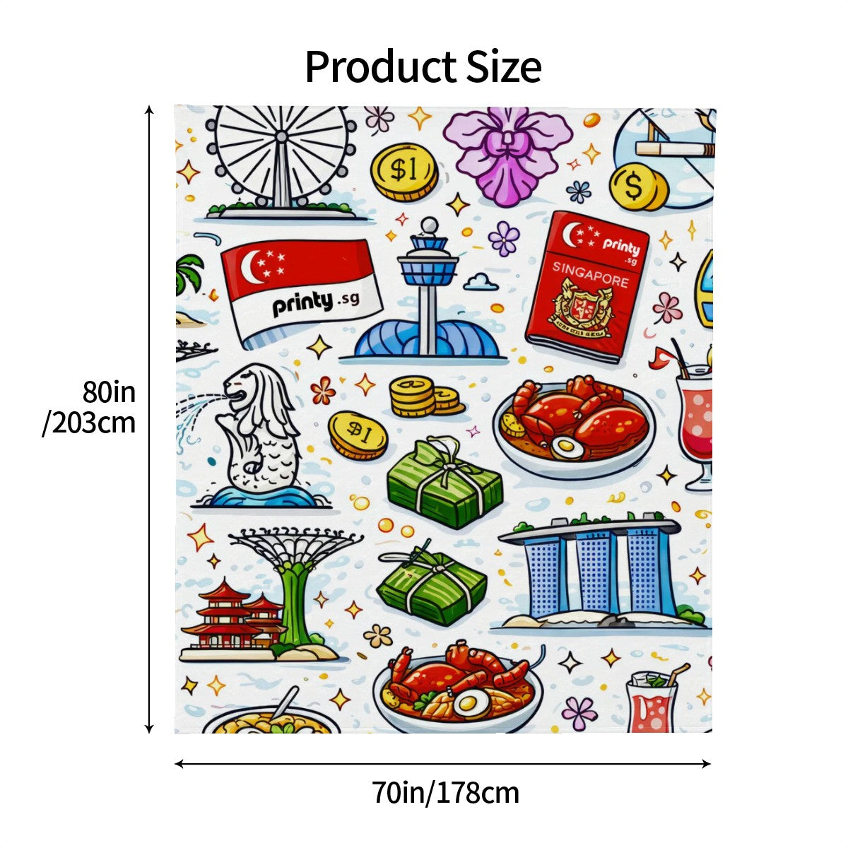 Custom 280 GSM Flannel Throw Blanket 80"x70" (Vertical)