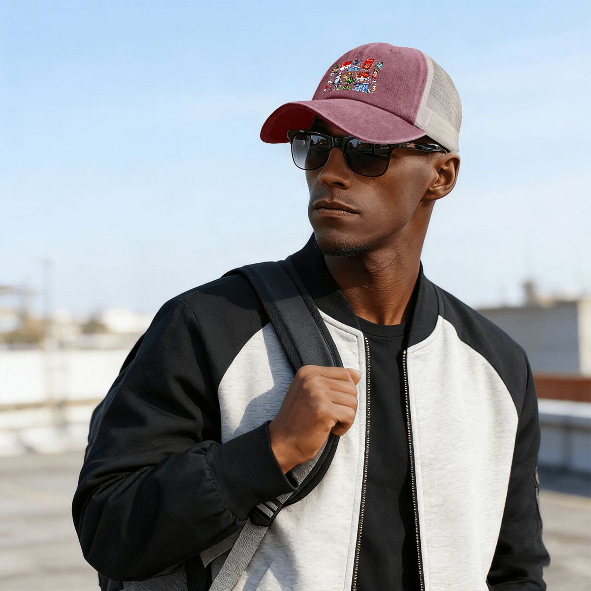 Custom Washed Denim Mesh Cap