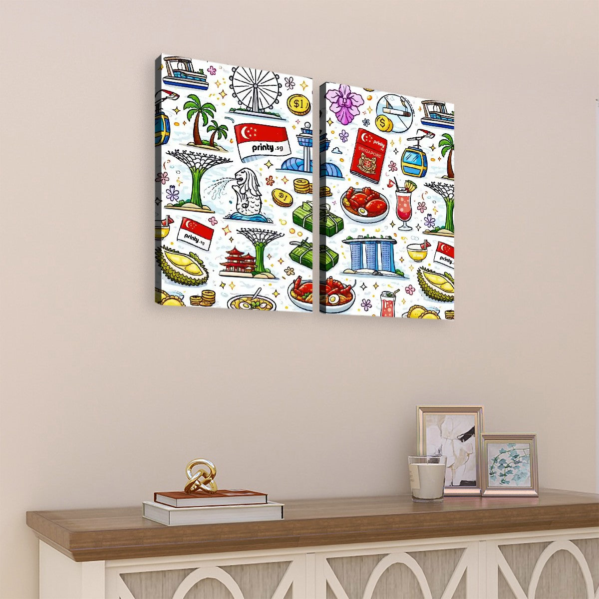 Custom 2 Panels Canvas Prints Wall Art (Set C)