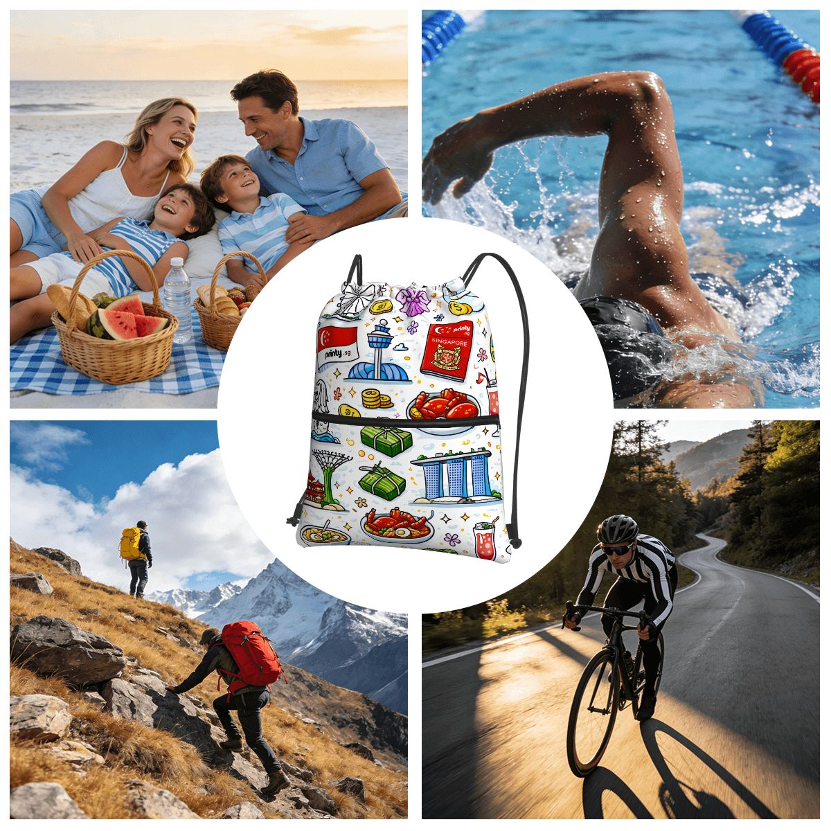 Custom Zipper Drawstring Backpack