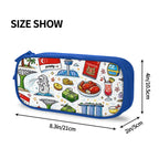 Custom Horizontal Oxford Large Capacity Double Layer Pencil Case