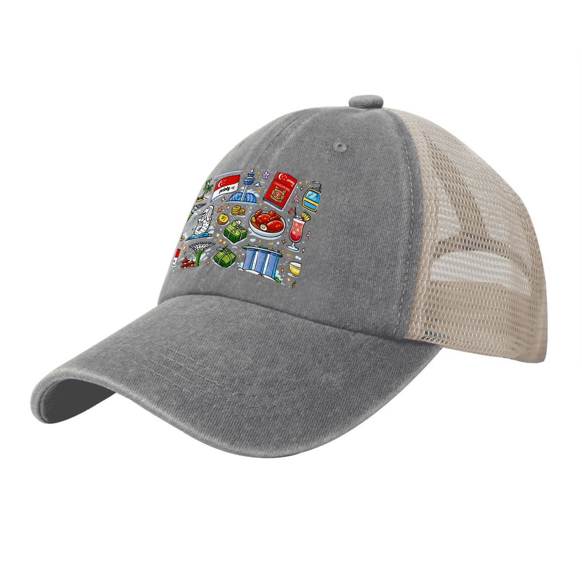 Custom Washed Denim Mesh Cap