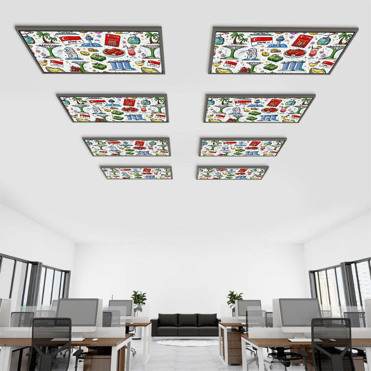 Custom Magnetic Fluorescent Light Covers for Ceiling Lights 8 Pcs