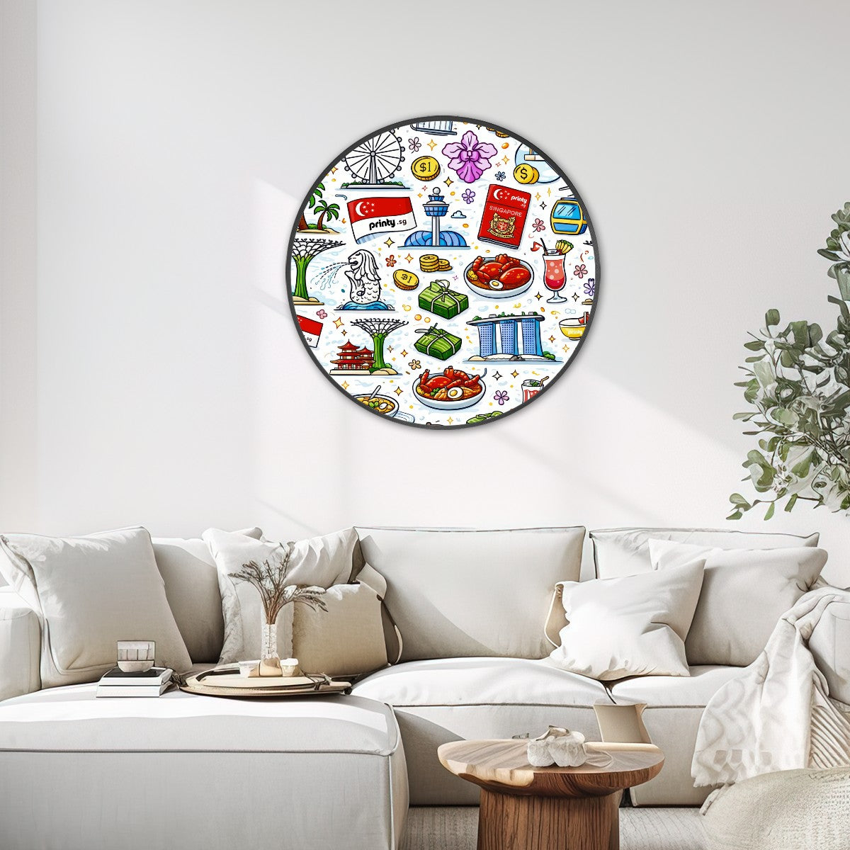 Custom Large Round Framed Canvas Prints Wall Art