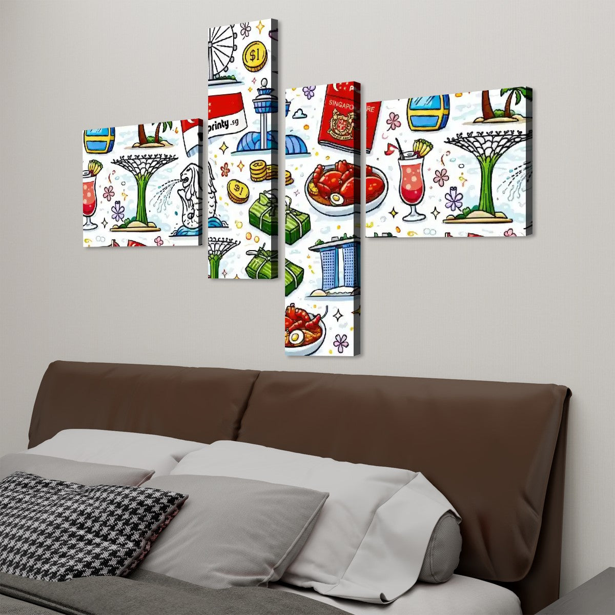 Custom 4 Panels Canvas Prints Wall Art (Set E)