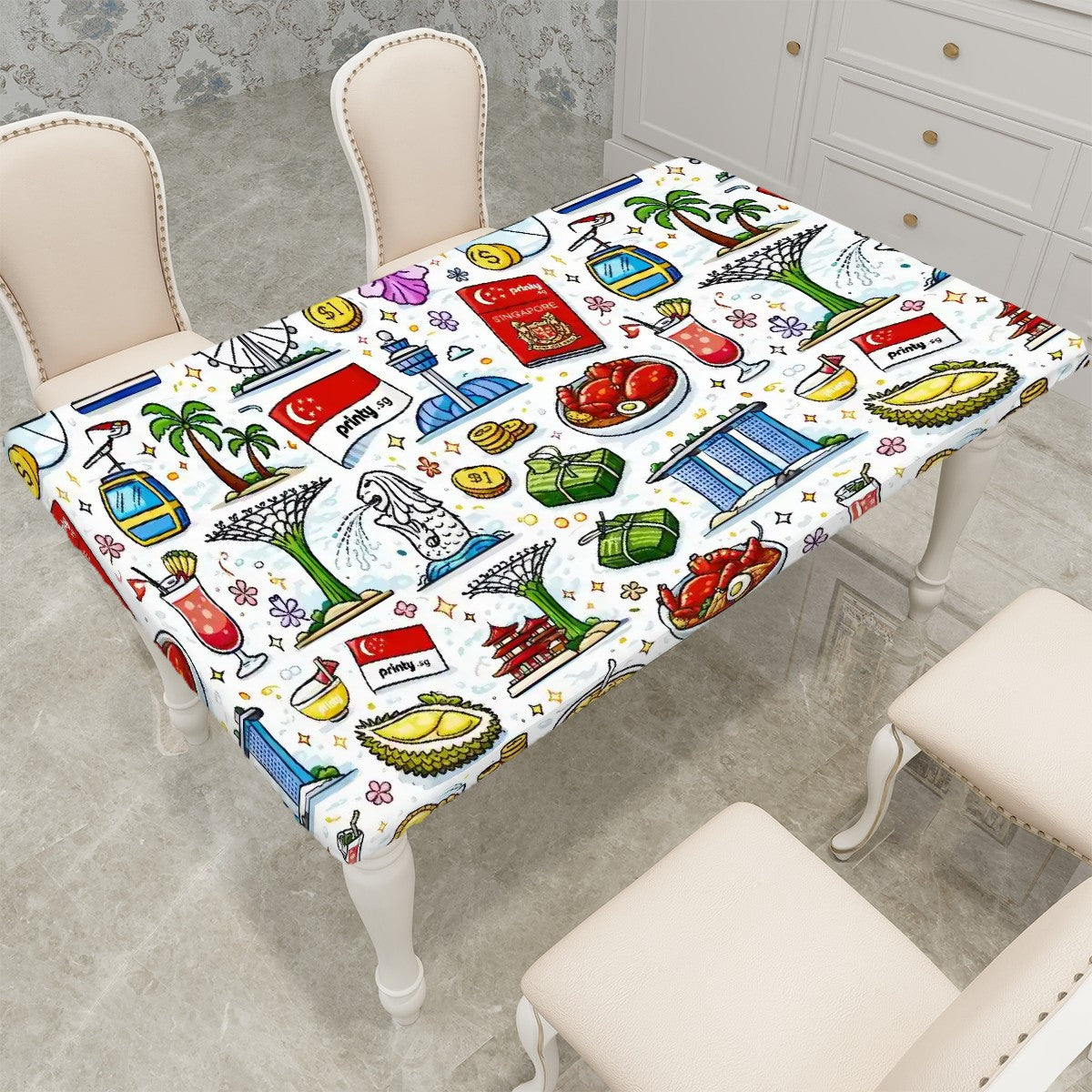 Custom Large Rectangle Anti-Oil Table Cover with Elastic Edged