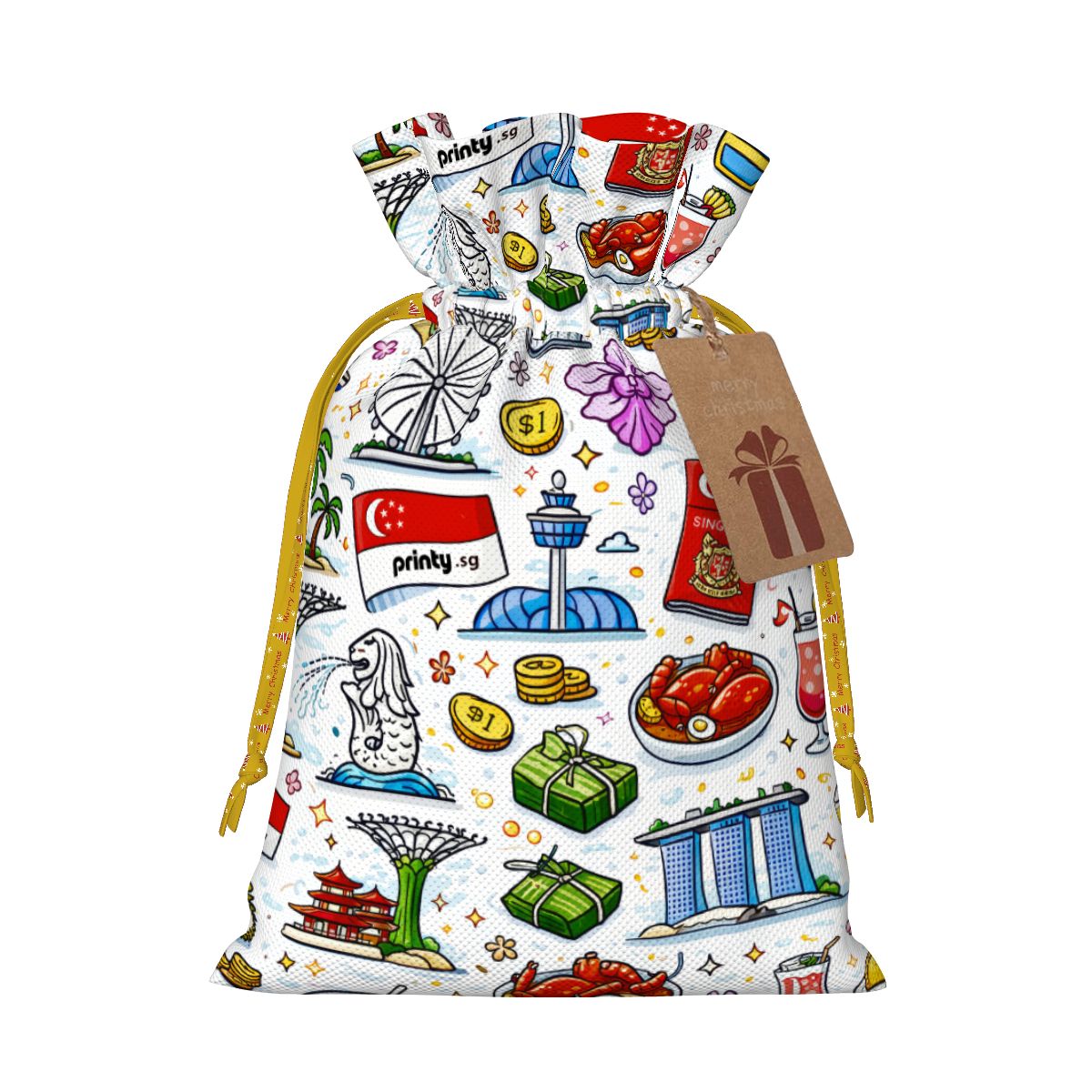 Custom Christmas Drawstring Gift Bags