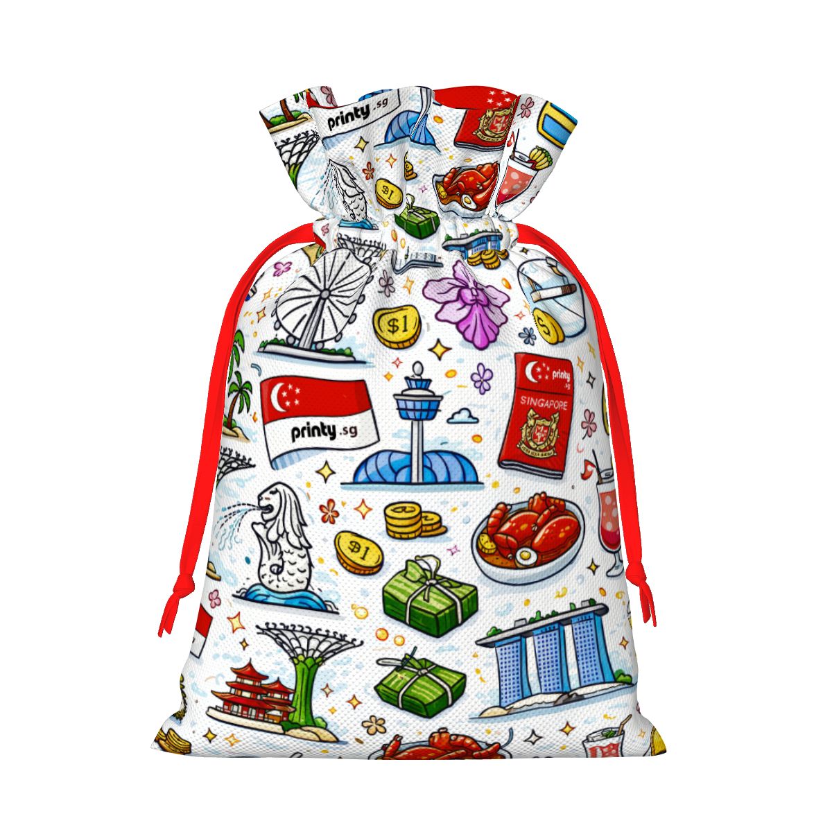 Custom Christmas Drawstring Gift Bags
