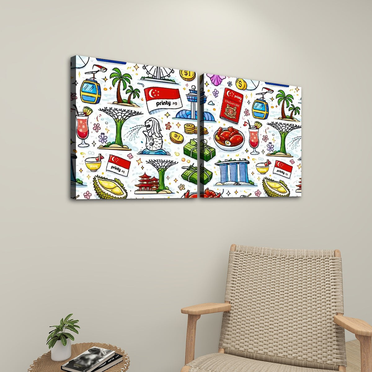 Custom 2 Panels Canvas Prints Wall Art (Set A)